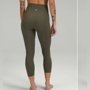 Lululemon Align high rise crop leggings size 6 army green Nulu Material